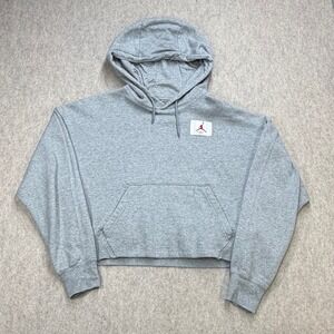 Jordan Flight Hoodie Womens S Gray Loose Cropped Athleisure Streetwear Gorpcore
